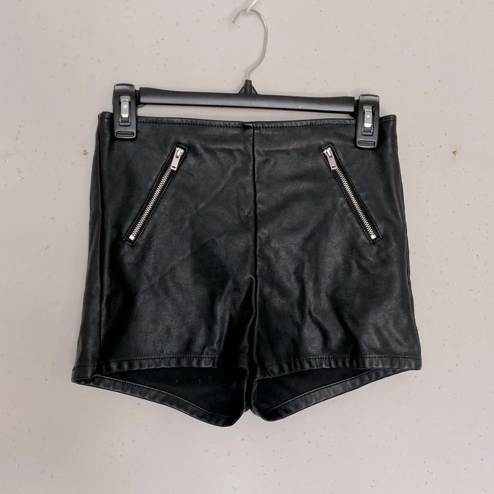 Faux Leather High Waisted Shorts - Picture 1 of 4